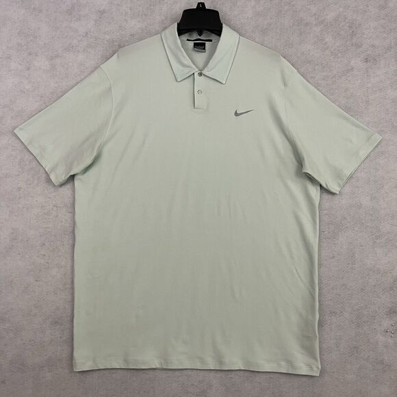 Tiger Woods Nike Polo Performance Golf Shirt Mens XL Light Green Dri Fit Snap Up - Picture 3 of 10